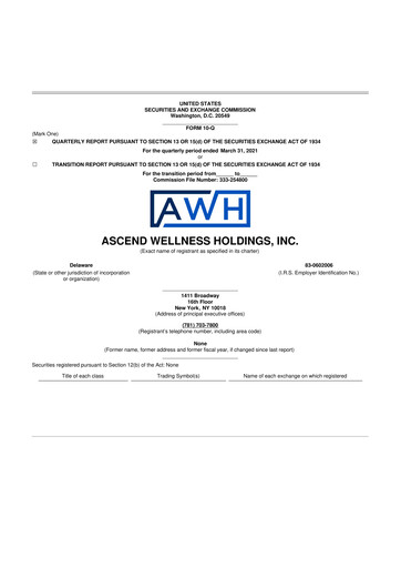 Thumbnail Ascend Wellness (AWH) 10-Q Quarterly Report FY2021 