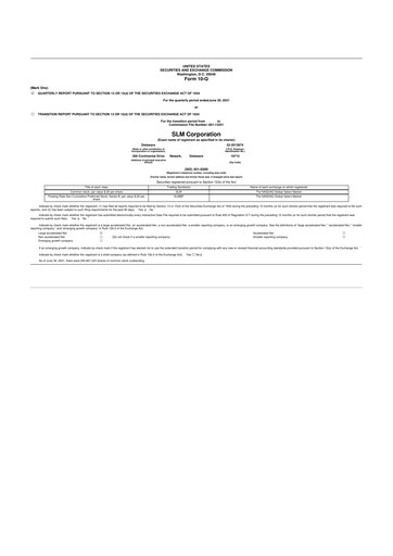 Thumbnail SLM Corporation (Sallie Mae) 10-Q Quarterly Report FY2021 