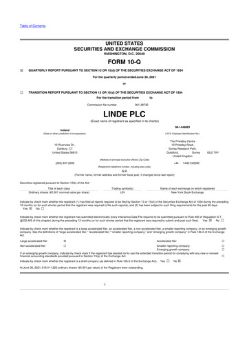 Miniature Linde 10-Q Rapport trimestriel 2021 