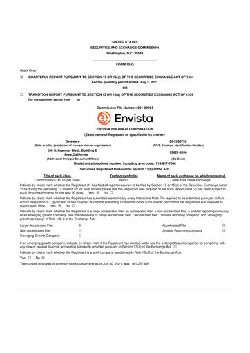 Thumbnail Envista

 10-Q Quarterly Report FY2021 