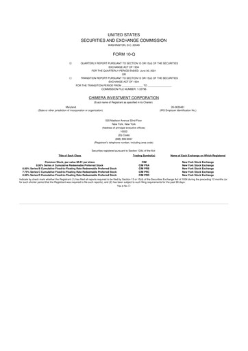 Thumbnail Chimera Investment Corporation 10-Q Quarterly Report FY2021 