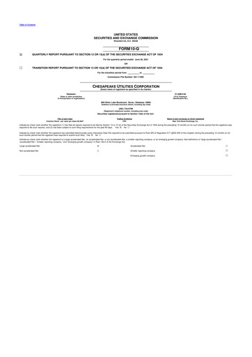 Thumbnail Chesapeake Utilities
 10-Q Quarterly Report FY2021 