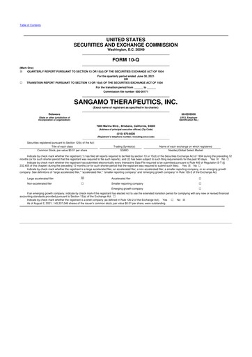 Thumbnail Sangamo Therapeutics
 10-Q Quarterly Report FY2021 