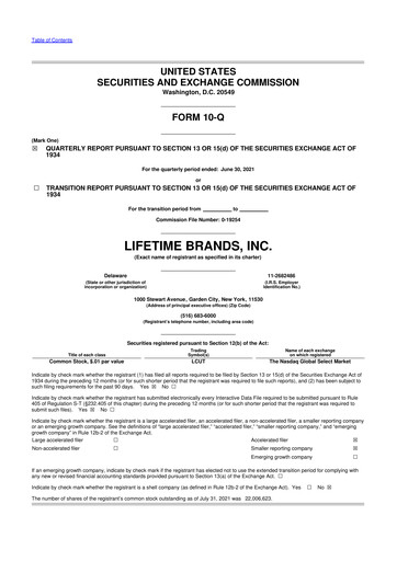 Miniature Lifetime Brands 10-Q Rapport trimestriel 2021 