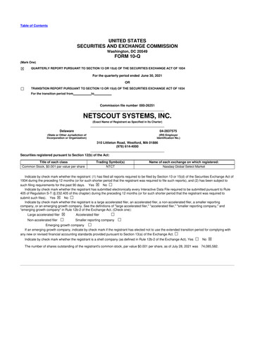 Thumbnail NETSCOUT 10-Q Quarterly Report FY2022 