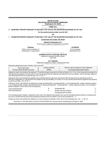 Thumbnail Mersana Therapeutics 10-Q Quarterly Report FY2021 