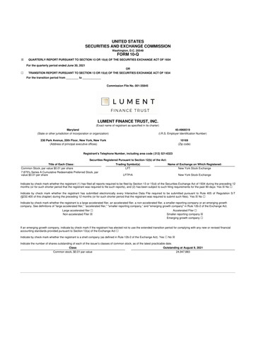 Vorschaubild Lument Finance Trust 10-Q Quartalsbericht  