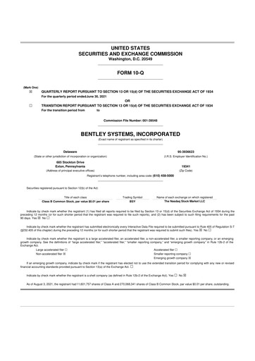 Vorschaubild Bentley Systems
 10-Q Quartalsbericht 2021 