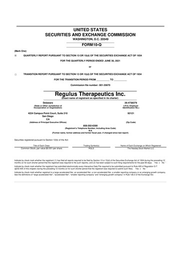 Thumbnail Regulus Therapeutics 10-Q Quarterly Report FY2021 