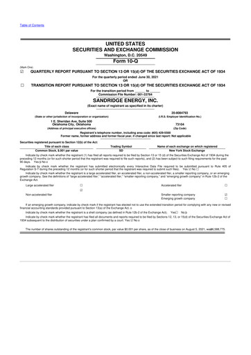 Thumbnail SandRidge Energy
 10-Q Quarterly Report FY2021 