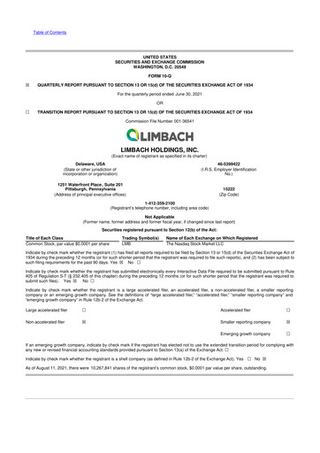 Vorschaubild Limbach Holdings 10-Q Quartalsbericht 2021 