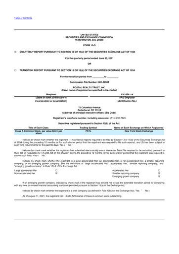 Miniature Postal Realty Trust 10-Q Rapport trimestriel 2021 