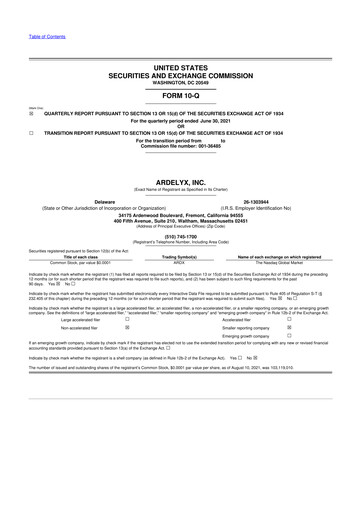 Thumbnail Ardelyx 10-Q Quarterly Report FY2021 