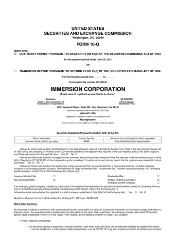 Miniature Immersion Corporation
 10-Q Rapport trimestriel 2021 