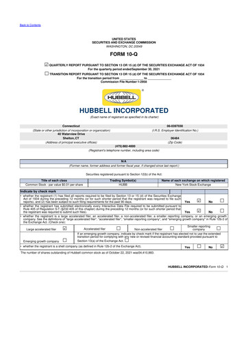 Thumbnail Hubbell 10-Q Quarterly Report FY2021 