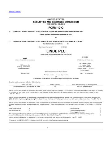 Miniature Linde 10-Q Rapport trimestriel 2021 