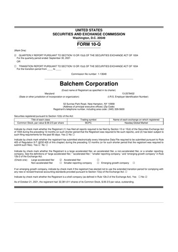 Thumbnail Balchem 10-Q Quarterly Report FY2021 