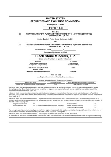 Thumbnail Black Stone Minerals
 10-Q Quarterly Report FY2021 