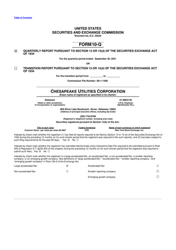Thumbnail Chesapeake Utilities
 10-Q Quarterly Report FY2021 