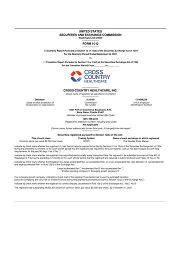 Vorschaubild Cross Country Healthcare 10-Q Quartalsbericht 2021 