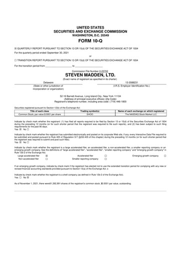 Thumbnail Steve Madden
 10-Q Quarterly Report FY2021 