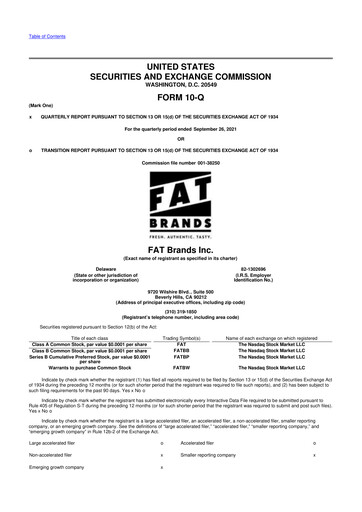 Miniature FAT Brands 10-Q Rapport trimestriel 2021 