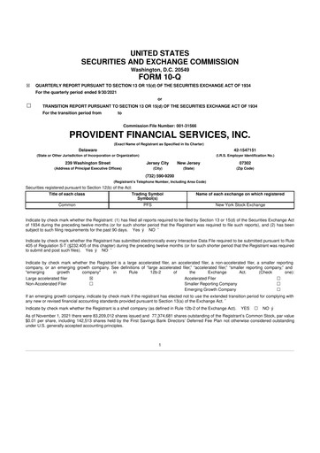 Thumbnail Provident Financial Services 10-Q Quarterly Report FY2021 
