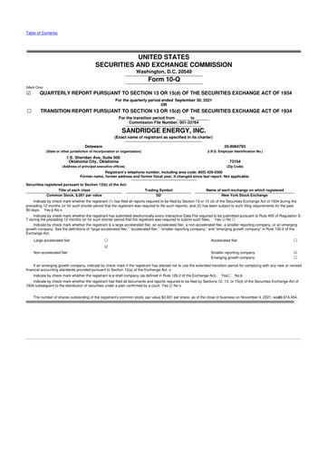 Thumbnail SandRidge Energy
 10-Q Quarterly Report FY2021 