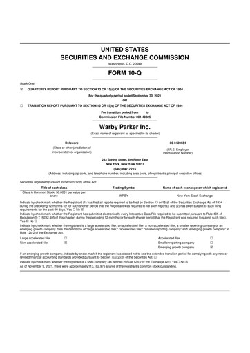 Thumbnail Warby Parker 10-Q Quarterly Report FY2021 