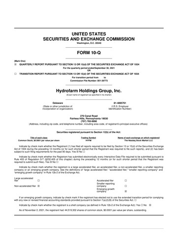 Thumbnail Hydrofarm 10-Q Quarterly Report FY2021 