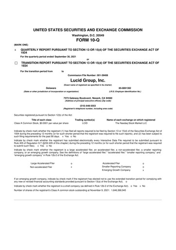 Thumbnail Lucid Motors 10-Q Quarterly Report FY2021 