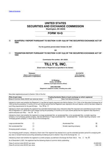 Thumbnail Tillys
 10-Q Quarterly Report FY2021 