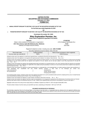 Miniature Riley Exploration Permian 10-K Rapport annuel 2021