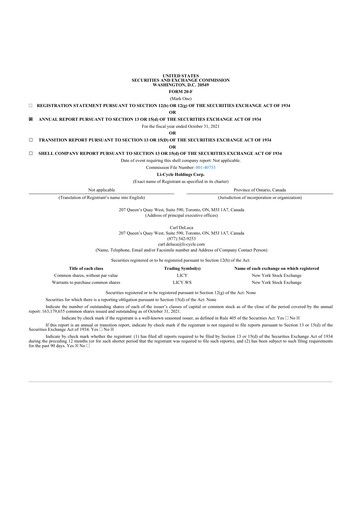 Thumbnail Li-Cycle 20-F Annual Report 2021