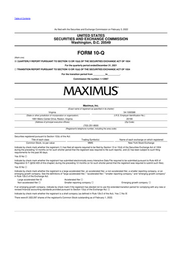 Thumbnail Maximus 10-Q Quarterly Report FY2022 