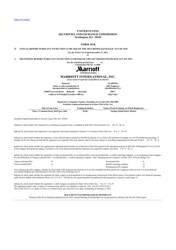 Thumbnail Marriott International 10-K Annual Report 2021