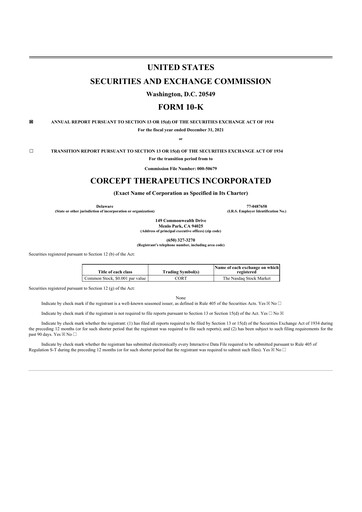 Thumbnail Corcept Therapeutics
 10-K Annual Report 2021