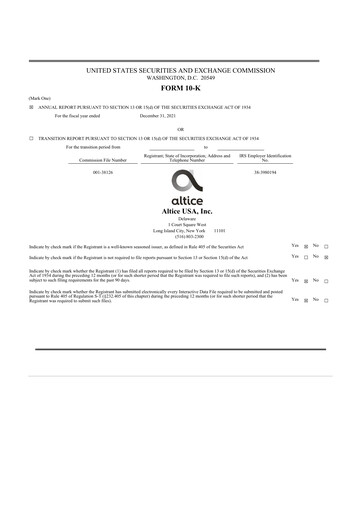 Thumbnail Altice USA
 10-K Annual Report 2020