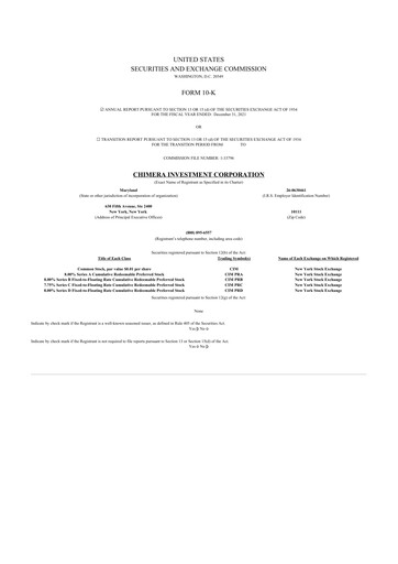 Thumbnail Chimera Investment Corporation 10-K Annual Report 2021