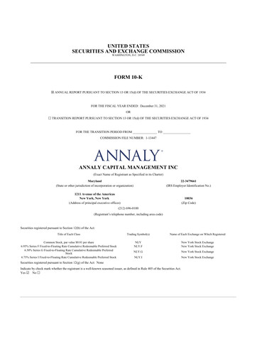 Thumbnail Annaly Capital Management
 10-K Annual Report 2021