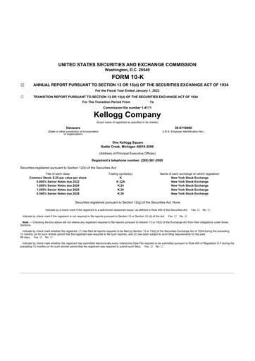 Thumbnail Kellanova 
 (Kellogg's) 10-K Annual Report 2021