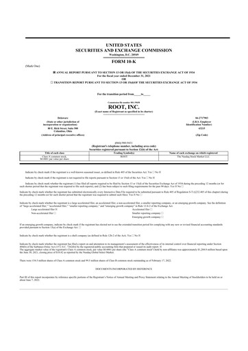 Thumbnail Root Insurance
 10-K Annual Report 2021