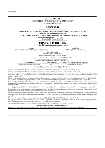 Thumbnail Ingersoll Rand 10-K Annual Report 2021