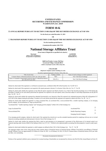Miniature National Storage Affiliates Trust
 10-K Rapport annuel 2021