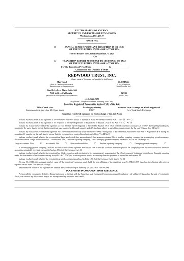 Thumbnail Redwood Trust 10-K Annual Report 2021