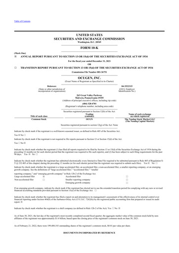 Miniature Ocugen 10-K Rapport annuel 2021