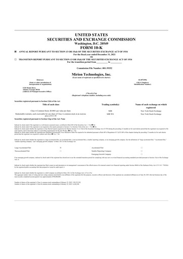 Thumbnail Mirion Technologies 10-K Annual Report 2021