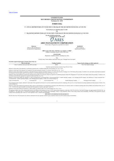 Thumbnail Ares Management
 10-K Annual Report 2021