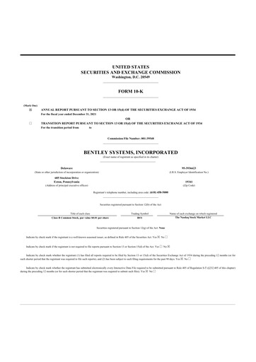 Thumbnail Bentley Systems
 10-K Annual Report 2021