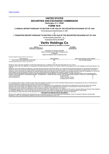 Thumbnail Vertiv Holdings
 10-K Annual Report 2021